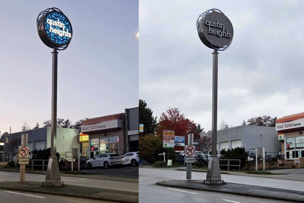 Installation of Austin Heights Destination Signs